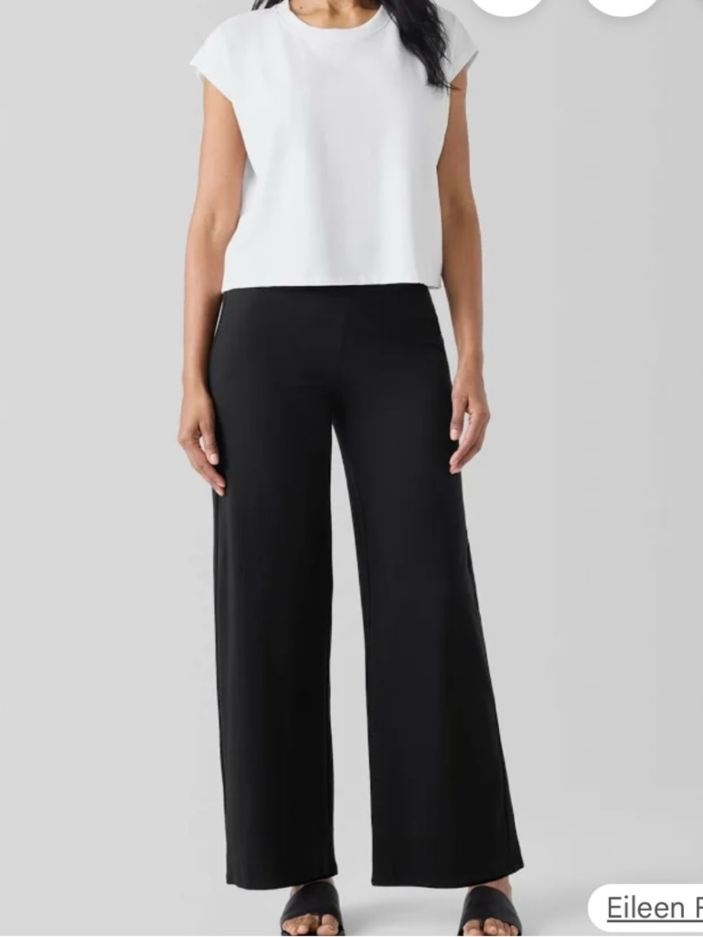 Eileen Fisher Black Wide Leg Organic Cotton Stretch Jersey Pants Sz XS/TP